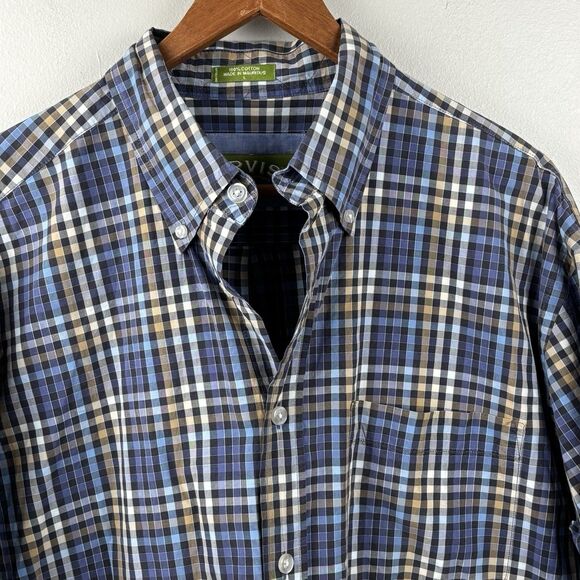 Orvis Shirt Mens Large Blue Checked Plaid Long Sleeve Button Up Cotton - Picture 1 of 6